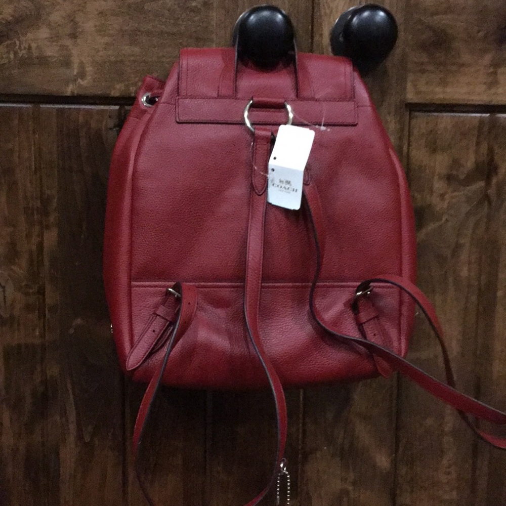 Coach Red Leather medium size backpack. - Picture 2 of 3